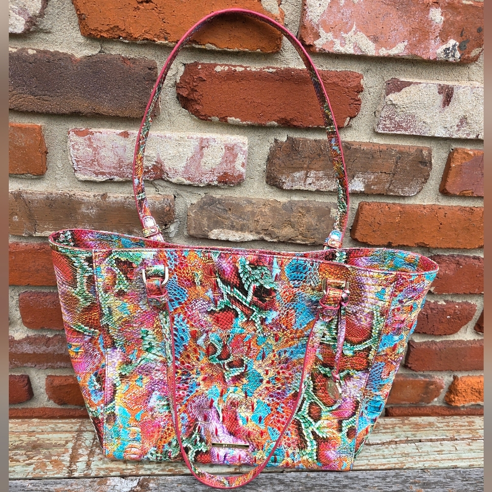 NWT BRAHMIN APRIL RESERVOIR MELBOURNE CROC EMBOSSED LEATHER TOTE BAG - Picture 14 of 16